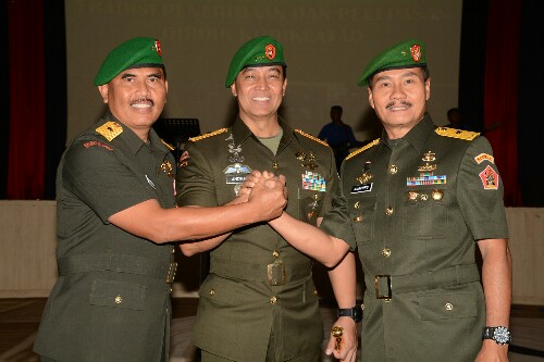 Dankodiklatad Mayjen TNI Andika Perkasa pimpin upacara serah terima Direktur Pendidikan Kodiklat Angkatan Darat, Selasa (30/1/2018).