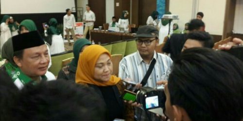 Ida Fauziyah saat diwawancarai seusai deklarasi Perempuan Bangsa PKB Kota Semarang