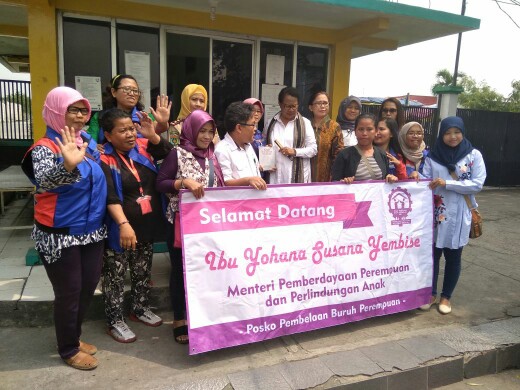 Menteri PPPA Yohana Yembise kunjungi Kawasan Berikat Nusantara (KBN) Cakung, Jakarta Utara.