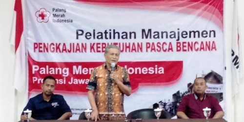 Imam Triyanto saat memberikan sambutan pembukaan pelatihan Pengkajian Kebutuhan Pasca Bencana (Jitupasna) Selasa (3/7/2018) di Pusdiklat PMI Jawa Tengah, jalan Arumsari RT 11 RW 2, Sambiroto Tembalang, Kota Semarang