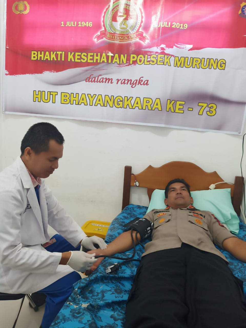 Polsek Murung Donorkan Darah dan Bakti Kesehatan Dalam Rangkaian HUT Bayangkara Ke-73