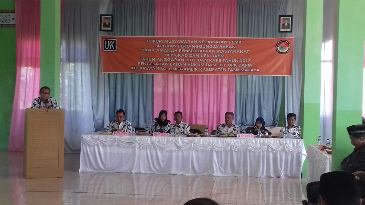 UPK Kecamatan Bojonggambir Kabupaten Tasikmalaya Mendapat Pujian