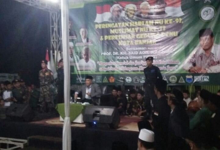 Ketua PBNU Said Aqil Siroj saat menghadiri peresmian Kantor PCNU Kota Banjar