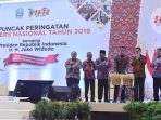 Presiden RI Joko Widodo di acara peringatan Hari Pers Nasional 2019 di Surabaya, Sabtu (9/2/2019).