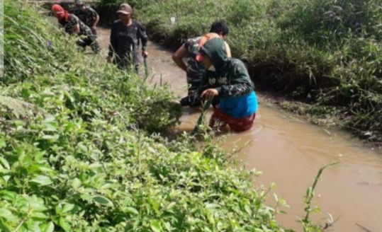 Satgas Citarum Sektor 21 Sub 08 Bersihkan Tanaman Liar Di Sungai Cilisung