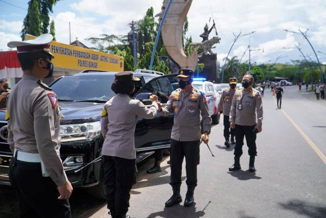 Kakorlantas Polri Cek Kesiapan Penyekatan Larangan Mudik Perbatasan Jabar dan Jateng Di Wilayah Hukum Polres Banjar