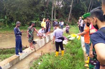 Polisi Evakuasi dan Identifikasi Jasad Wanita Di Saluran Irigasi Rajapolah