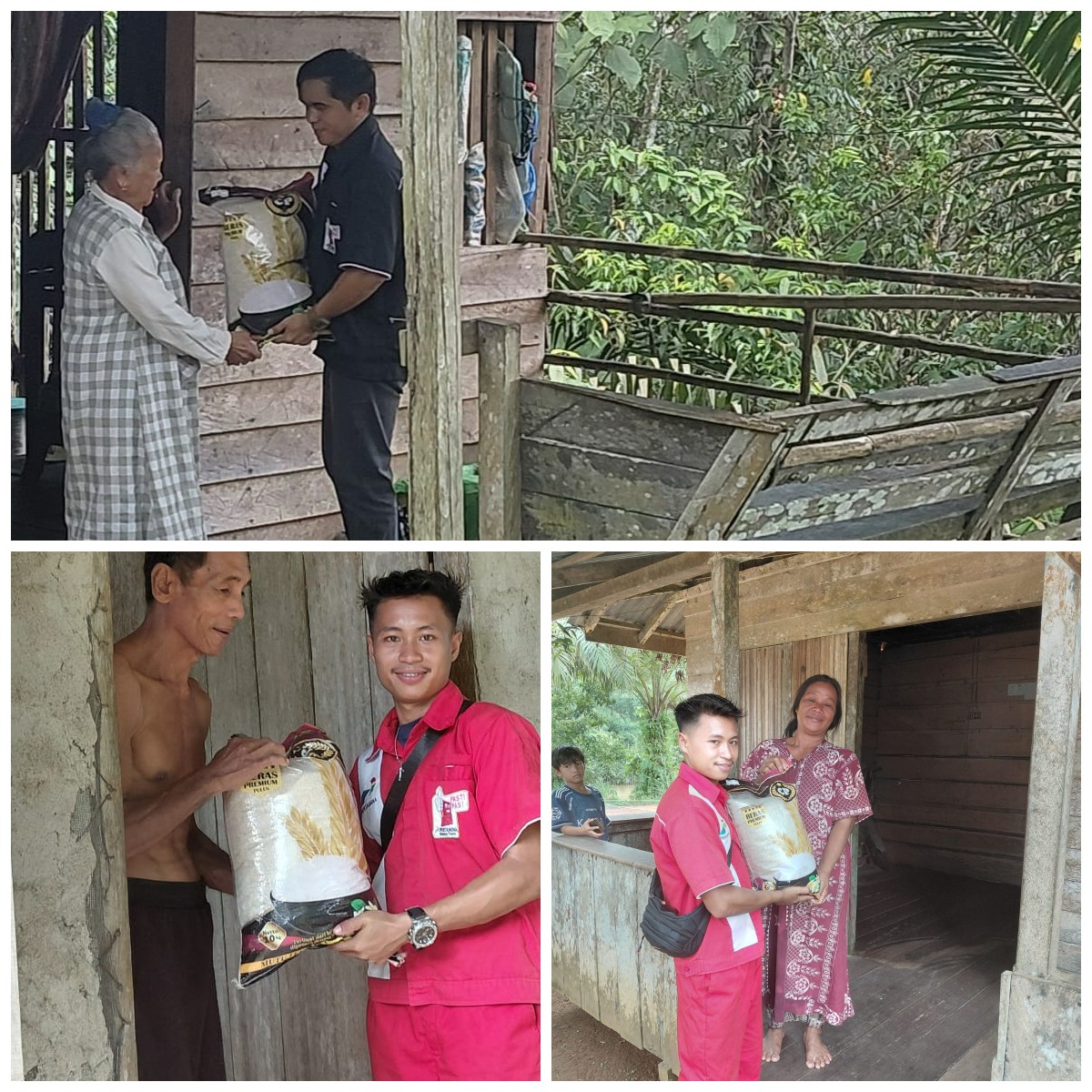 Jumat Berkah, SPBU Sungai Laur Bagikan Bantuan Paket Beras untuk Warga